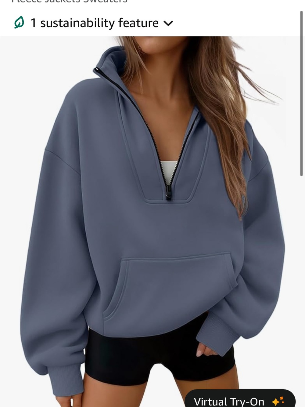 Women's Zip-Neck Pullover Hoodie in Slate Blue
